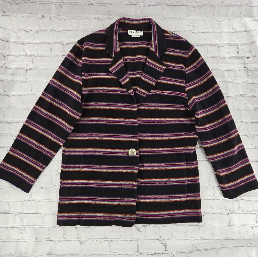 Western Colorful Striped Chic Blazer Size Large